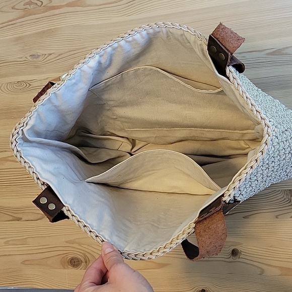 🌟HOST Pick🌟 LEATHER Crochet Store Leather, Macrame Tote - Picture 5 of 9
